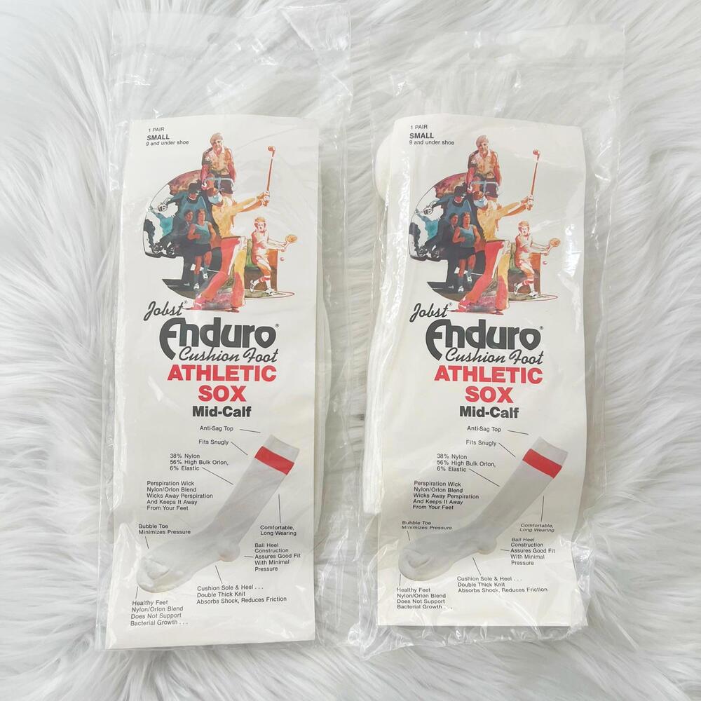 Lot of 2 NWT Jobst Enduro Cushion Foot Athletic Sox Mid-Calf White, S 9 & under